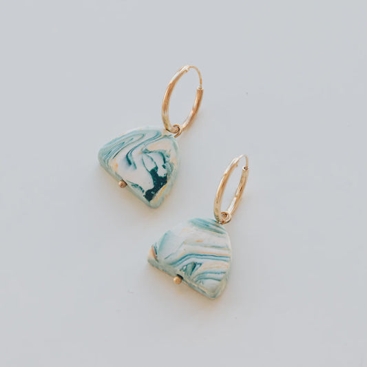 Pepper earrings swirl charm hoop in teal