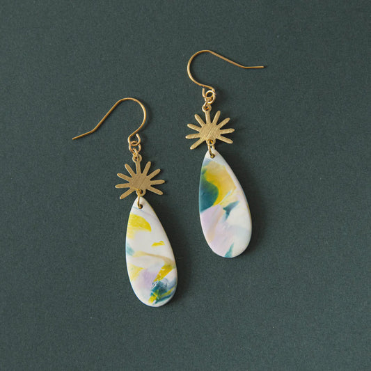 Pepper earrings horizon in teal,lilac and chartreuse