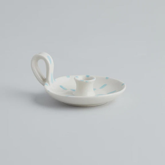 Candleholder blue brush marks