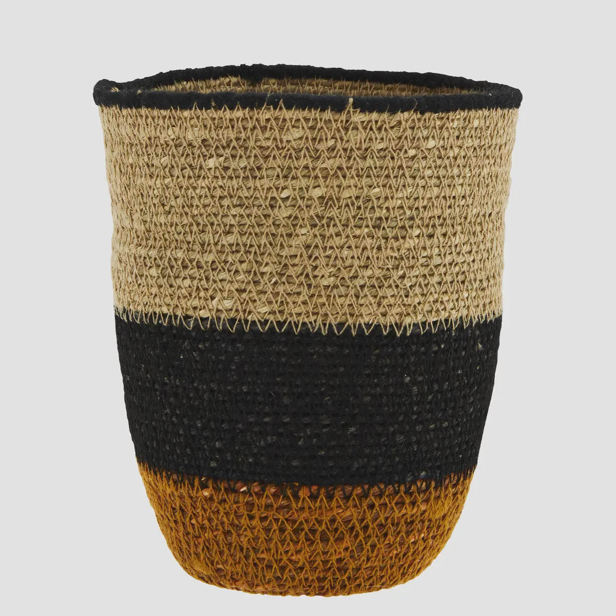 MS Basket seagrass blk + rust  w/stitching