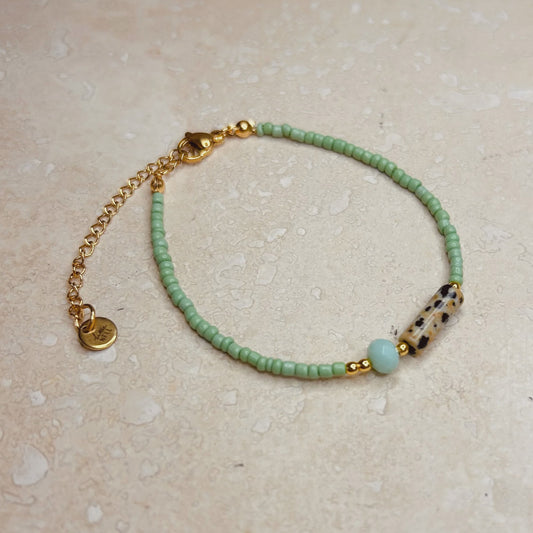 LN Bracelet Mint Green Jasper Beaded