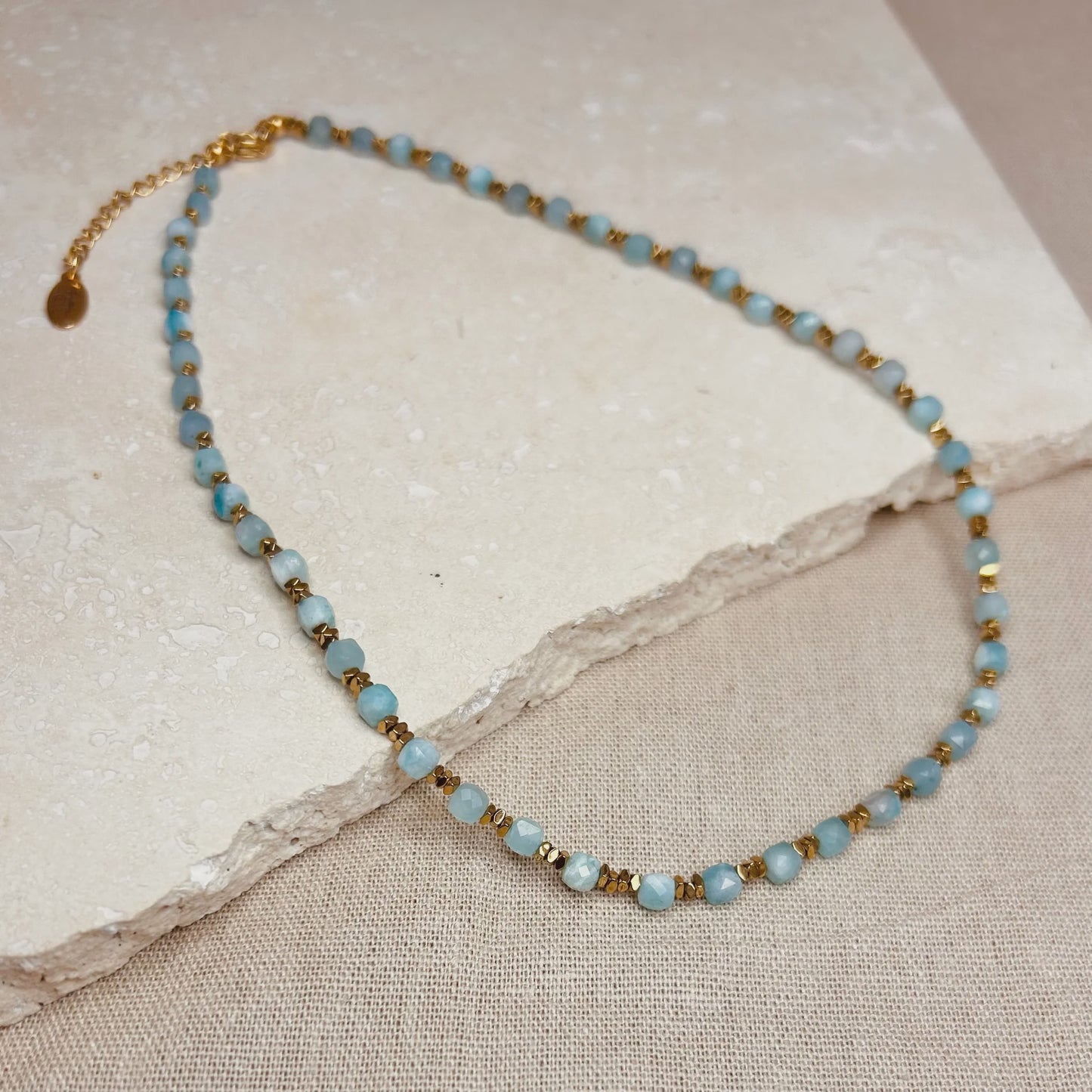 LN Necklace Aqua Beaded