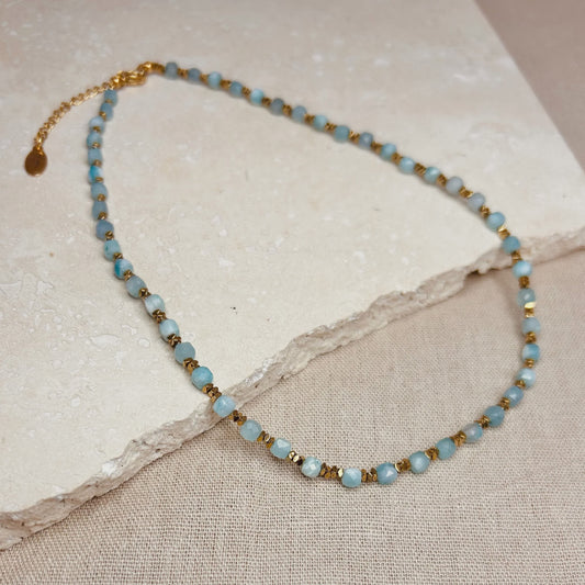LN Necklace Aqua Beaded