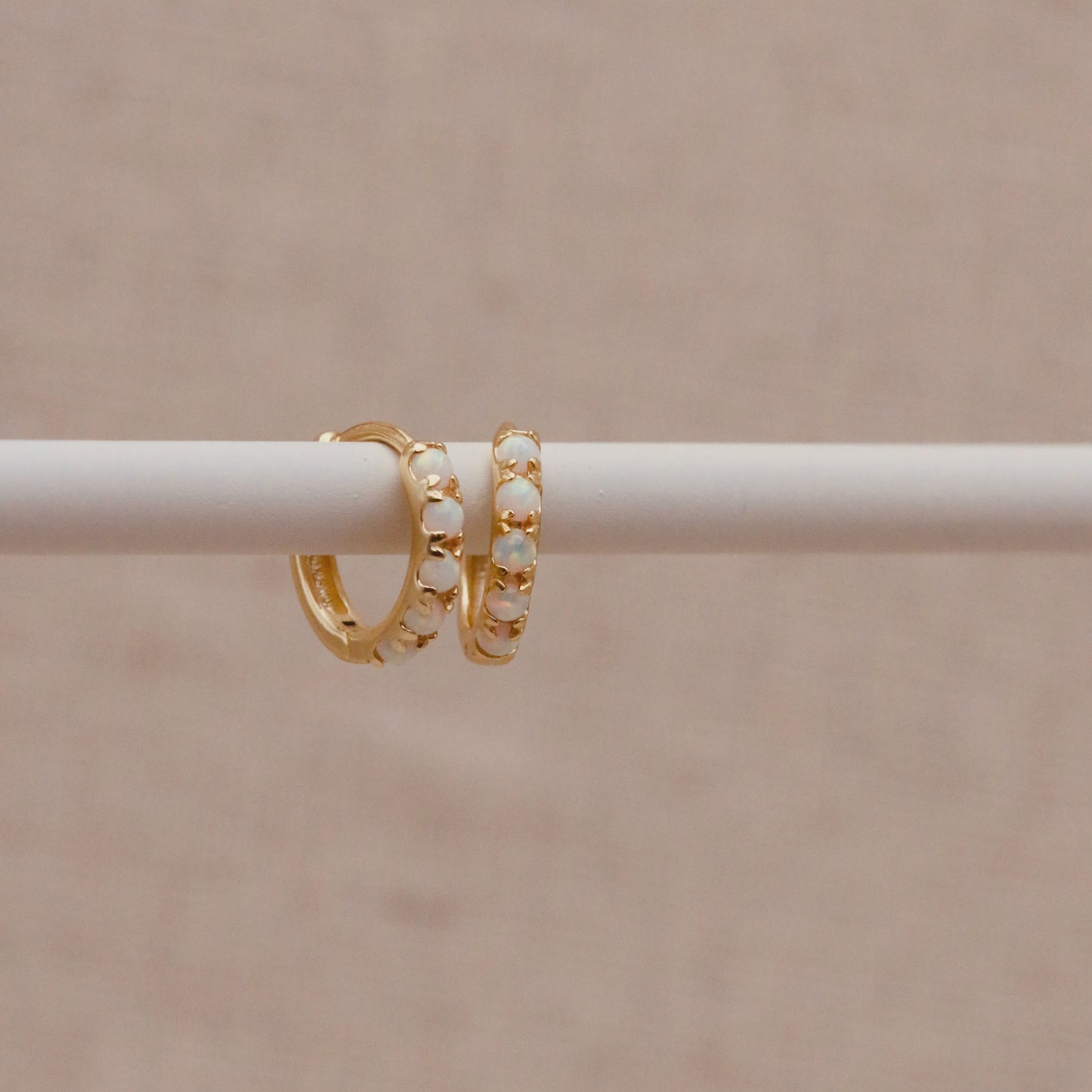 LN Earrings Opal Huggie Hoops