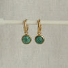 LN Earrings Green and Gold Hoops