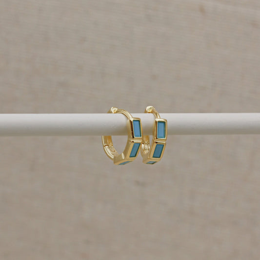 LN Earrings Oblong Turquoise Hoops