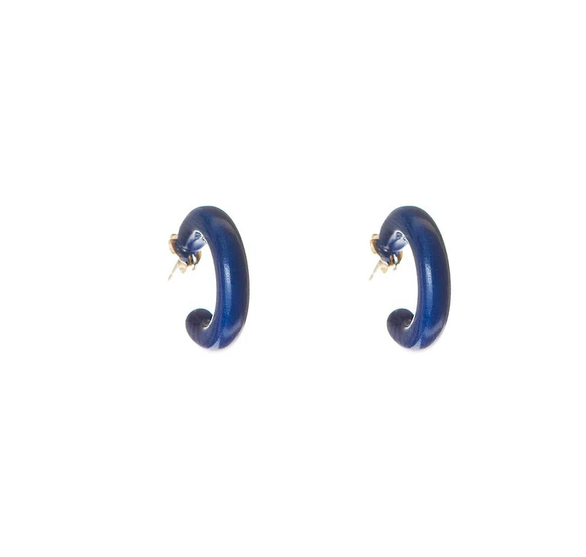 JT Earrings Magda Small Hoop Studs Navy
