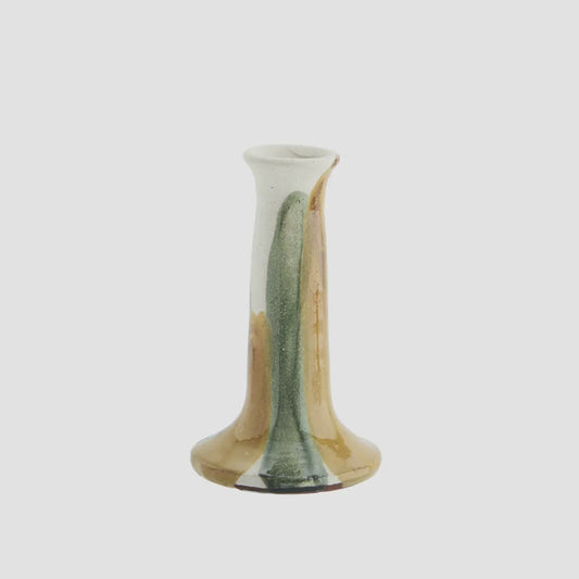 MS  Candleholder terracotta/white, mustard & green