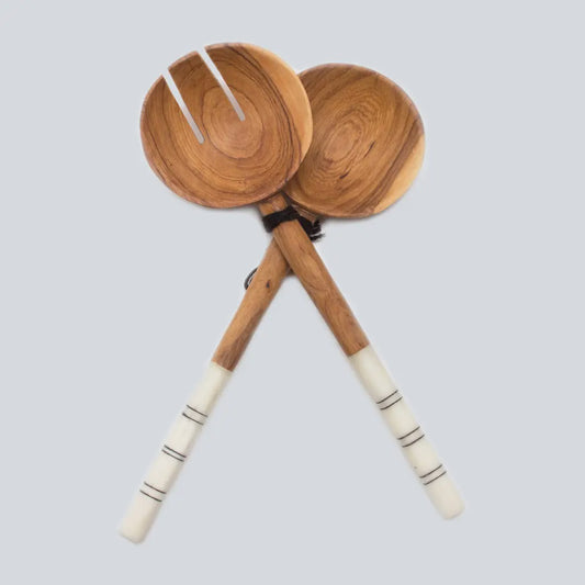 Aarven Salad servers Bone Handle