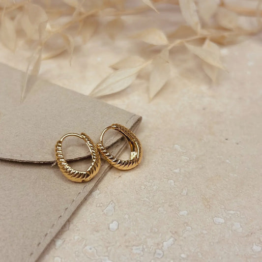 LN Earrings Oval Ribbon Hoops
