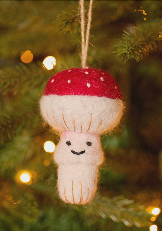 Namaste Xmas Decoration Embroidered Felt Mushroom