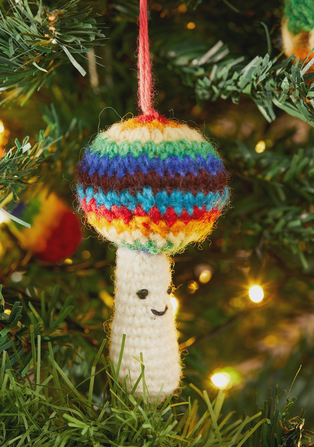 Namaste Xmas Decoration Rainbow Crochet Mushroom