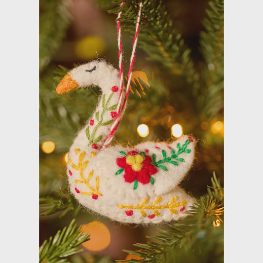 Namaste Xmas Decoration Embroidered Felt Swan
