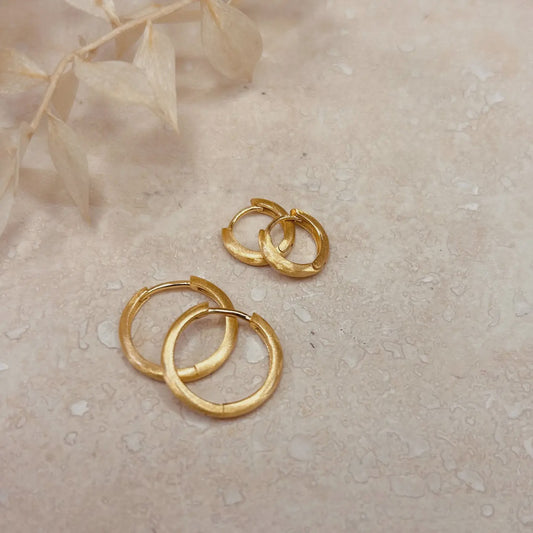 LN Earring  Brushed Minimal Hoops