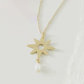 JT Necklace Starburst Pearl Pendant