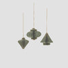 MS Christmas Ornaments Green set of 3