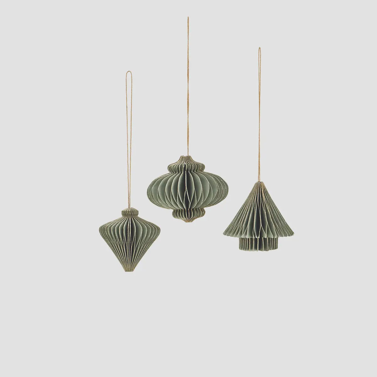 MS Christmas Ornaments Green set of 3