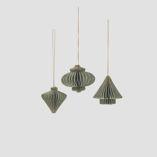 MS Christmas Ornaments Green set of 3