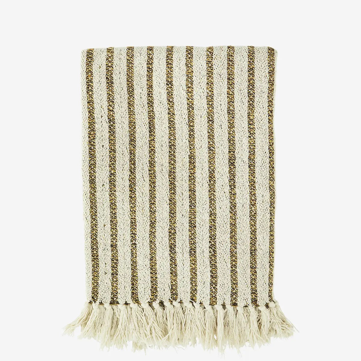MS Throw off white w/mustard stripe
