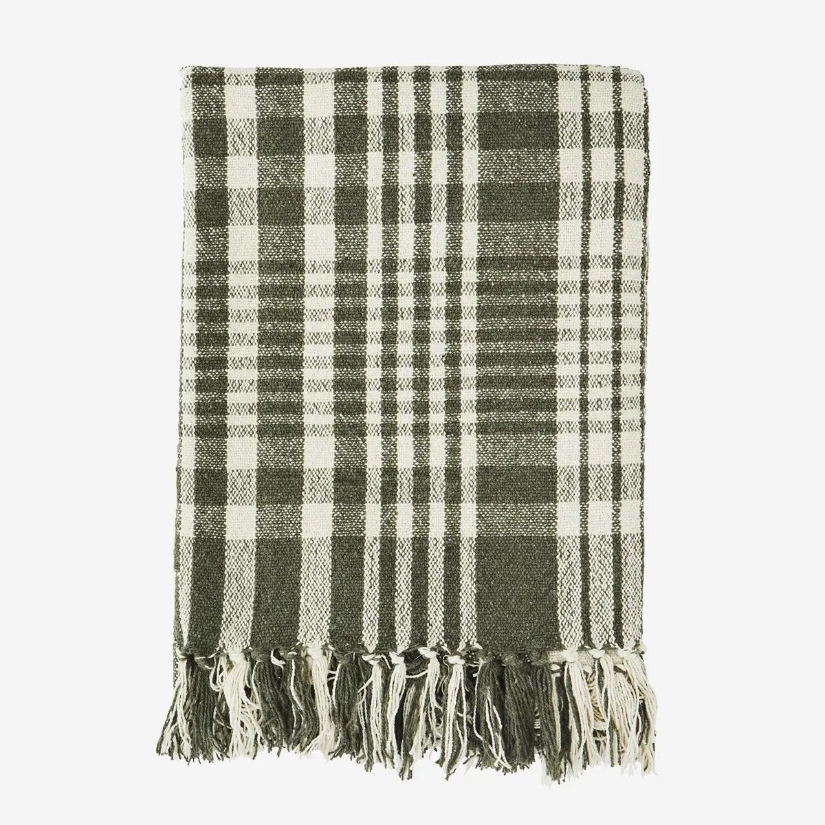 MS Throw green and off white check