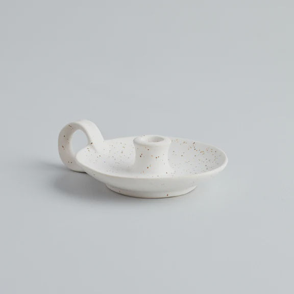 Candleholder white speckle