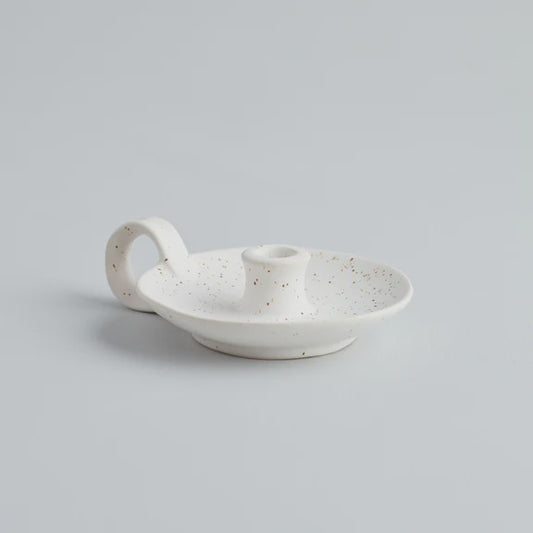 Candleholder white speckle
