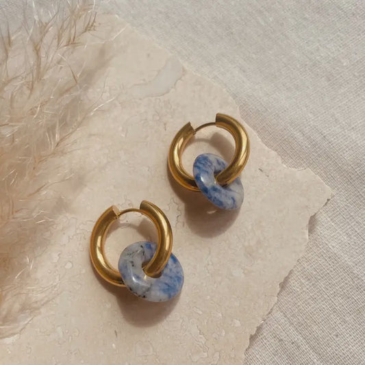 LN Earrings marble hoops