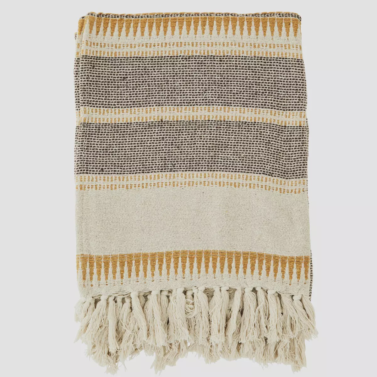 MS THROW RECYCLED COTTON ECRU/BROWN/HONEY
