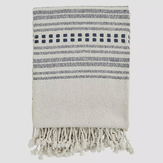 MS THROW RECYCLED COTTON BLUE/WHITE