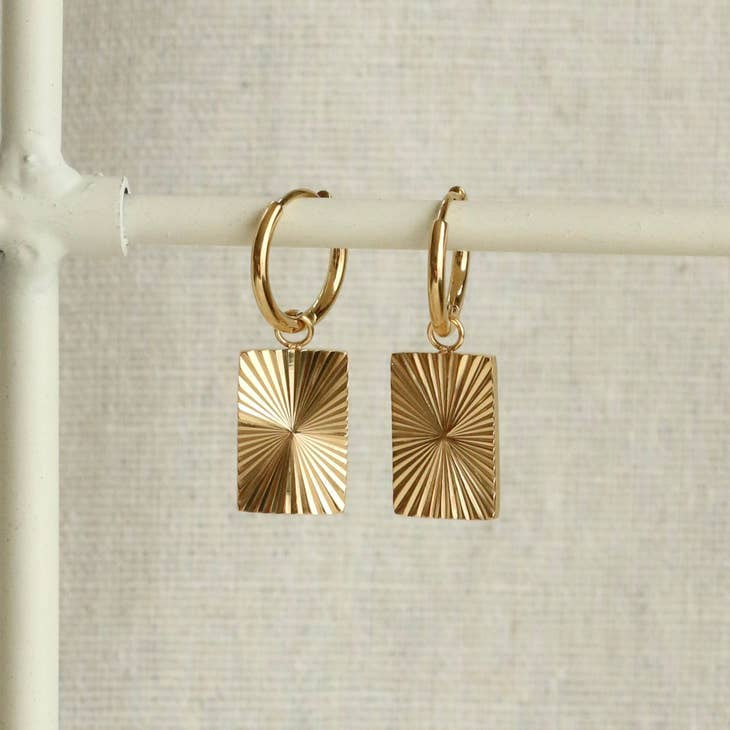 LN Earrings Rectangle Sunrise Hoop