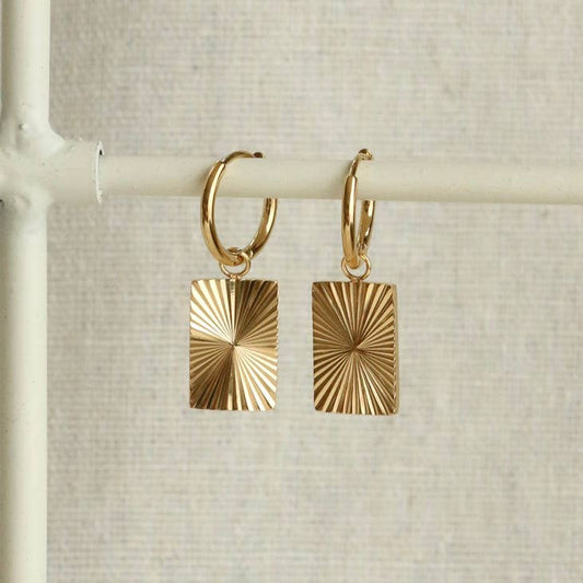 LN Earrings Rectangle Sunrise Hoop